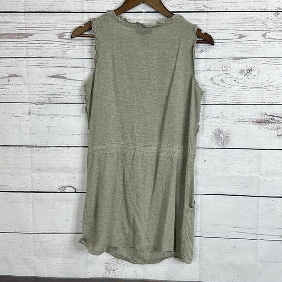 Neslay Paris Tunic Womens Small Beige Minimalist Ruffles Pockets Boho Peasant - Picture 3 of 8